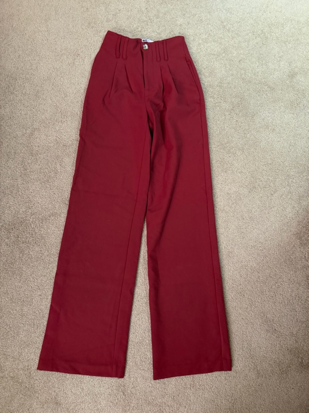 SO Wide Leg High-Rise Pants in Deep Red